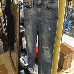 Zara Light Blue Distressed Skinny Jeans 2